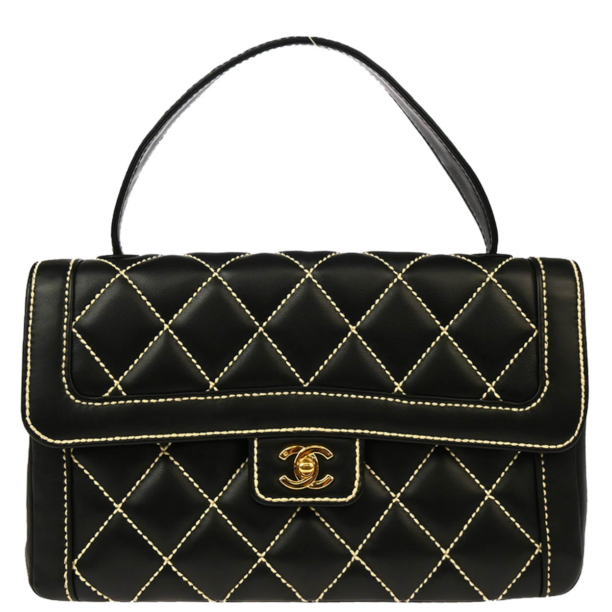 Chanel 2004-2005 Black Calfskin Wild Stitch Handbag