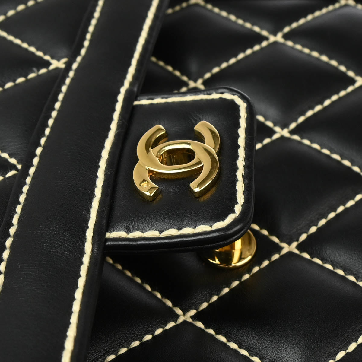 Chanel 2004-2005 Black Calfskin Wild Stitch Handbag