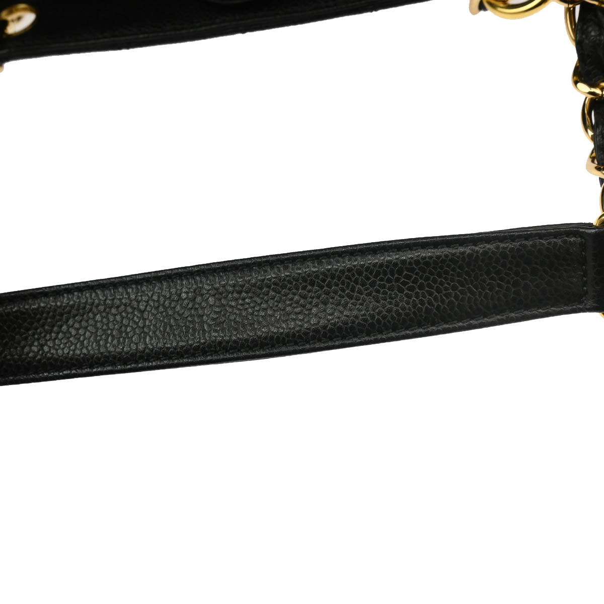 Chanel 2006-2008 Black Caviar Petite Shopping Tote PST Chain Handbag