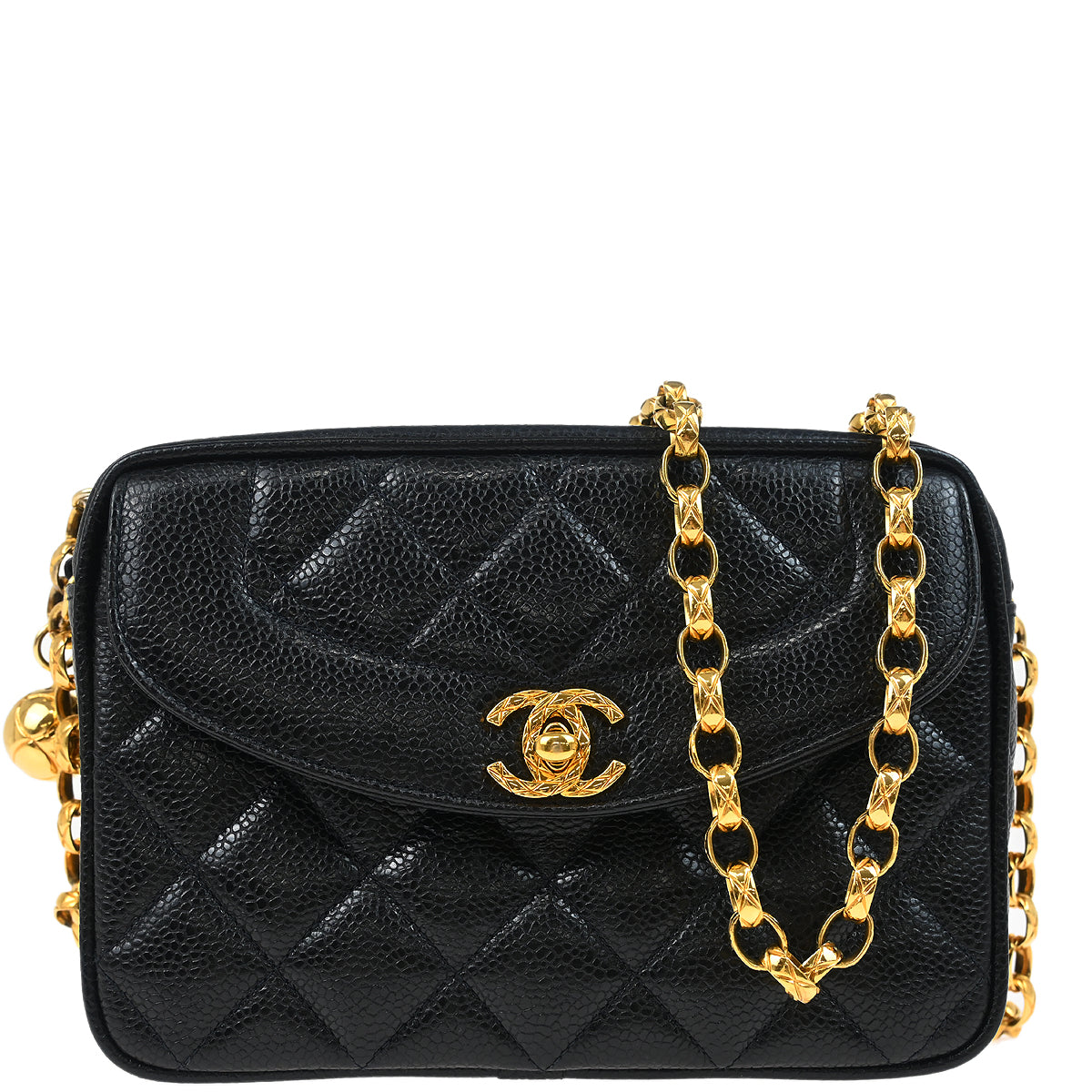 Chanel 1991-1994 Black Caviar Camera Bag Mini