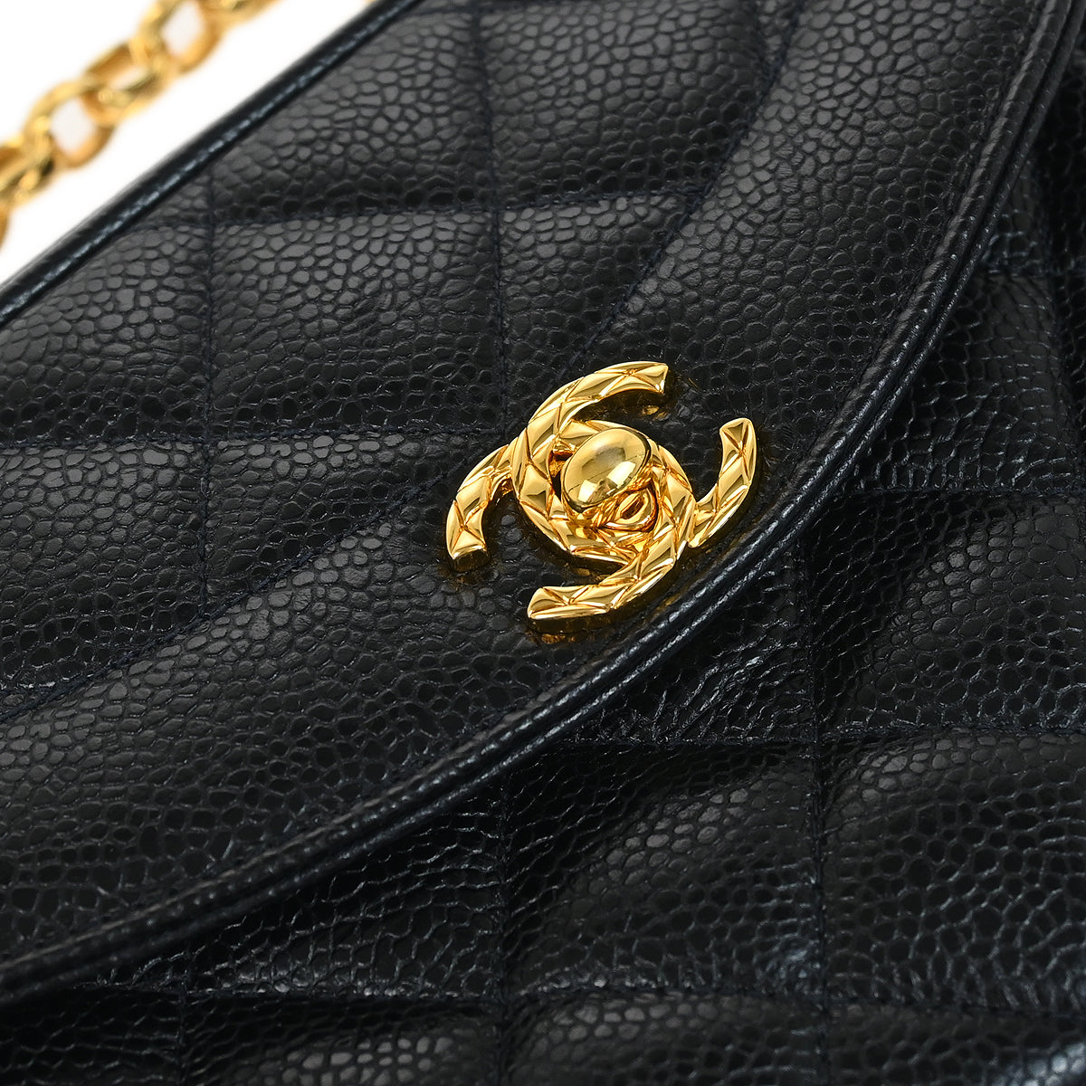 Chanel 1991-1994 Black Caviar Camera Bag Mini