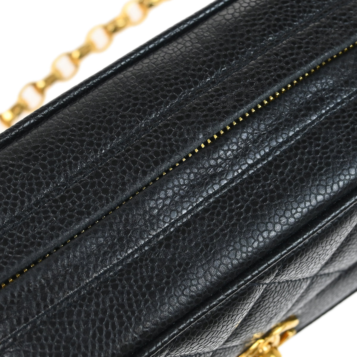 Chanel 1991-1994 Black Caviar Camera Bag Mini