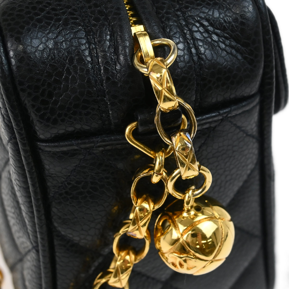 Chanel 1991-1994 Black Caviar Camera Bag Mini