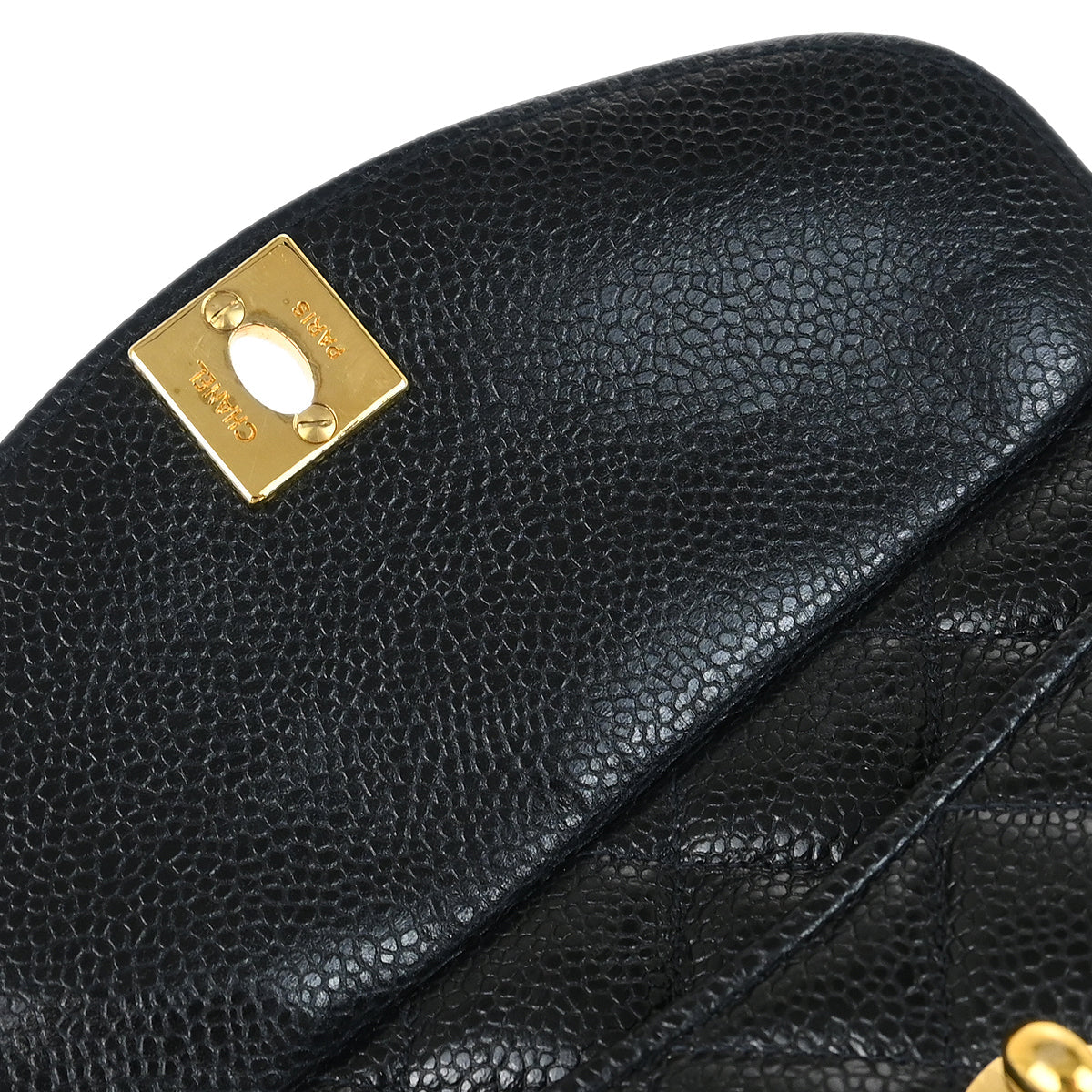 Chanel 1991-1994 Black Caviar Camera Bag Mini