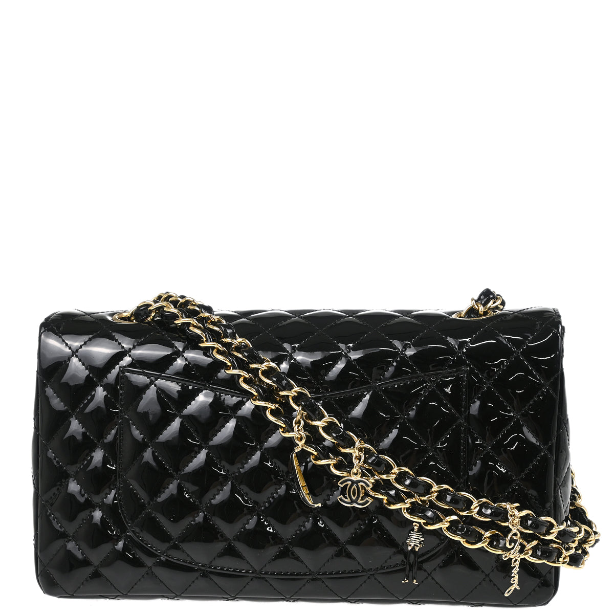 Chanel 2009-2010 Black Patent Leather Ginza 5th Anniversary Shoulder Bag