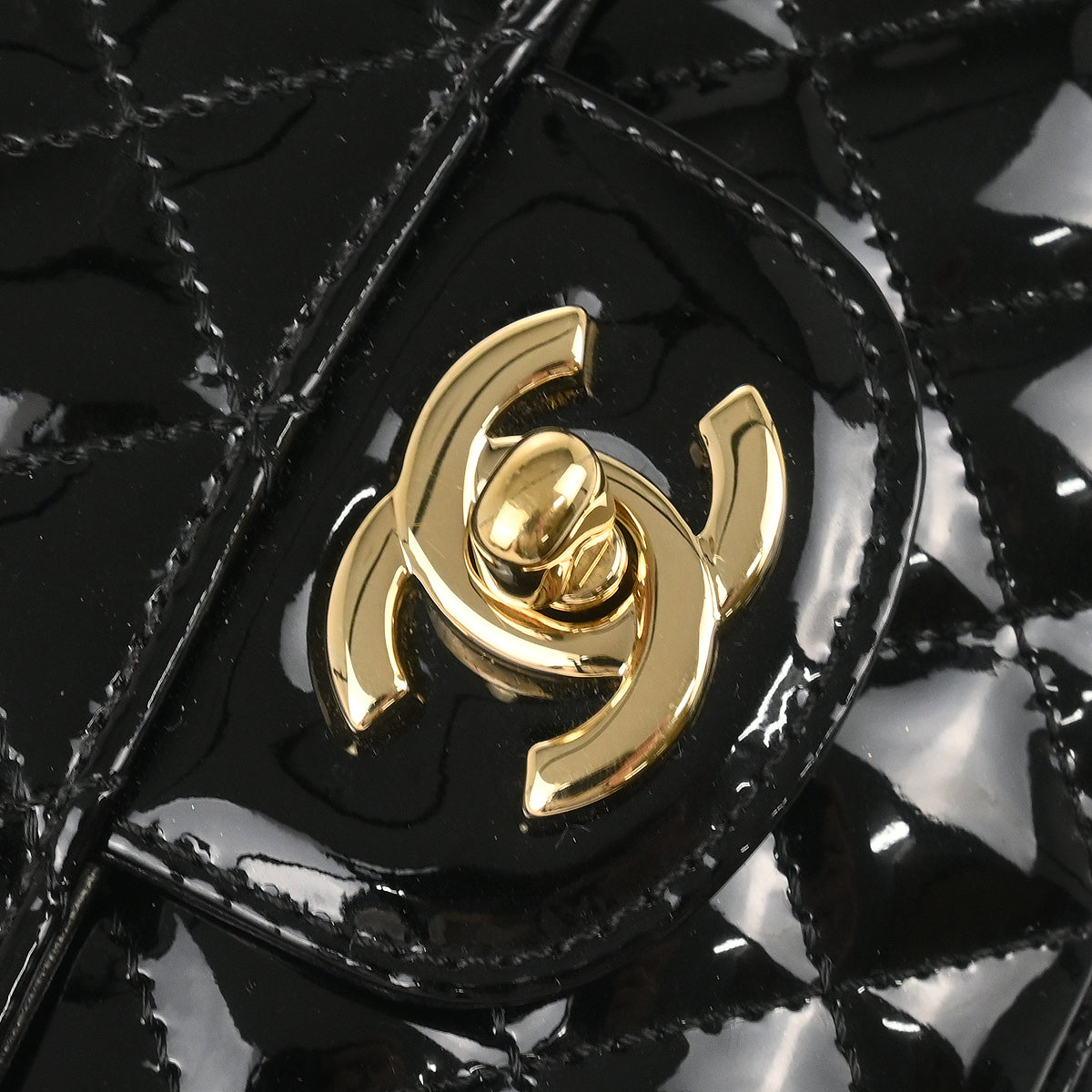 Chanel 2009-2010 Black Patent Leather Ginza 5th Anniversary Shoulder Bag