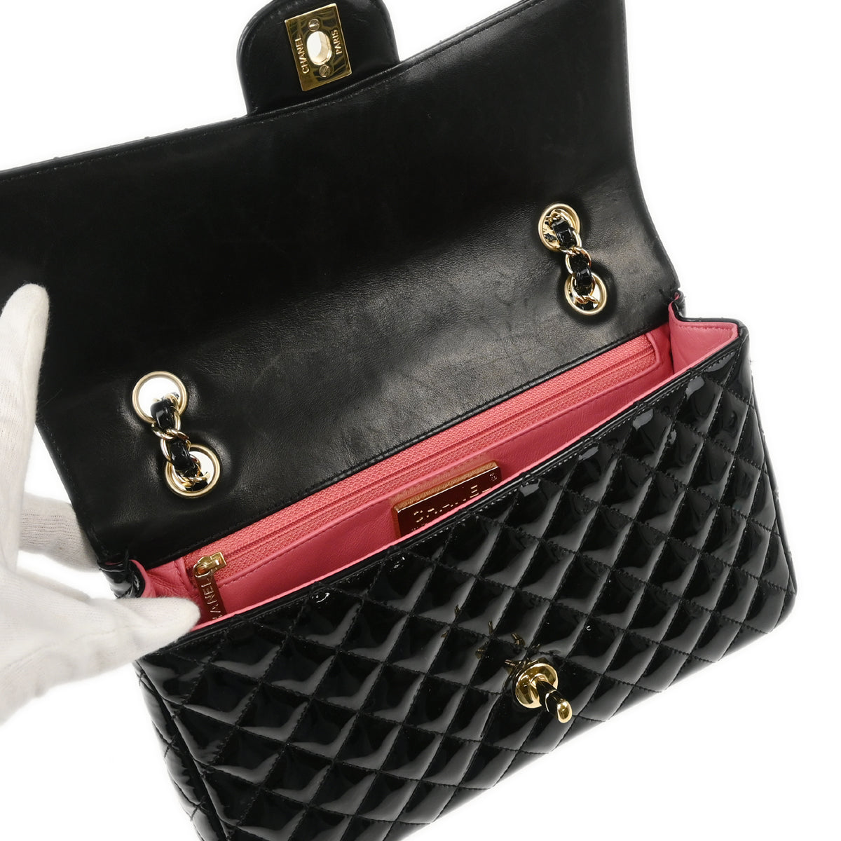 Chanel 2009-2010 Black Patent Leather Ginza 5th Anniversary Shoulder Bag