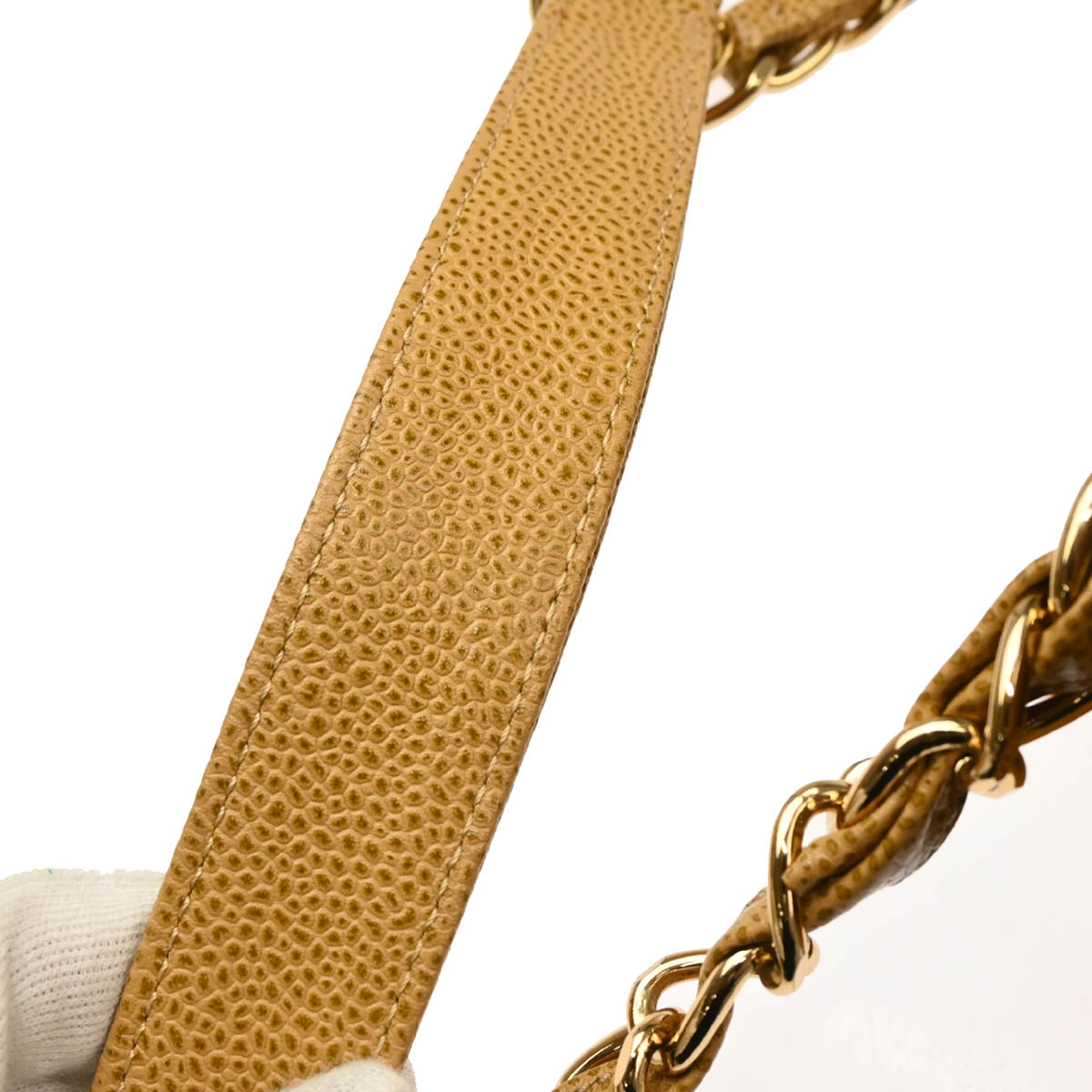 Chanel 2003-2004 Beige Caviar Petite Shopping Tote PST Chain Handbag
