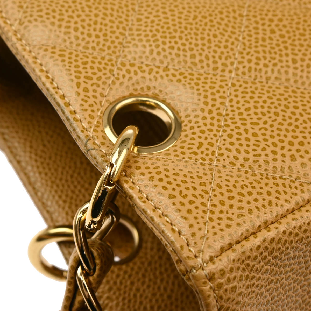 Chanel 2003-2004 Beige Caviar Petite Shopping Tote PST Chain Handbag
