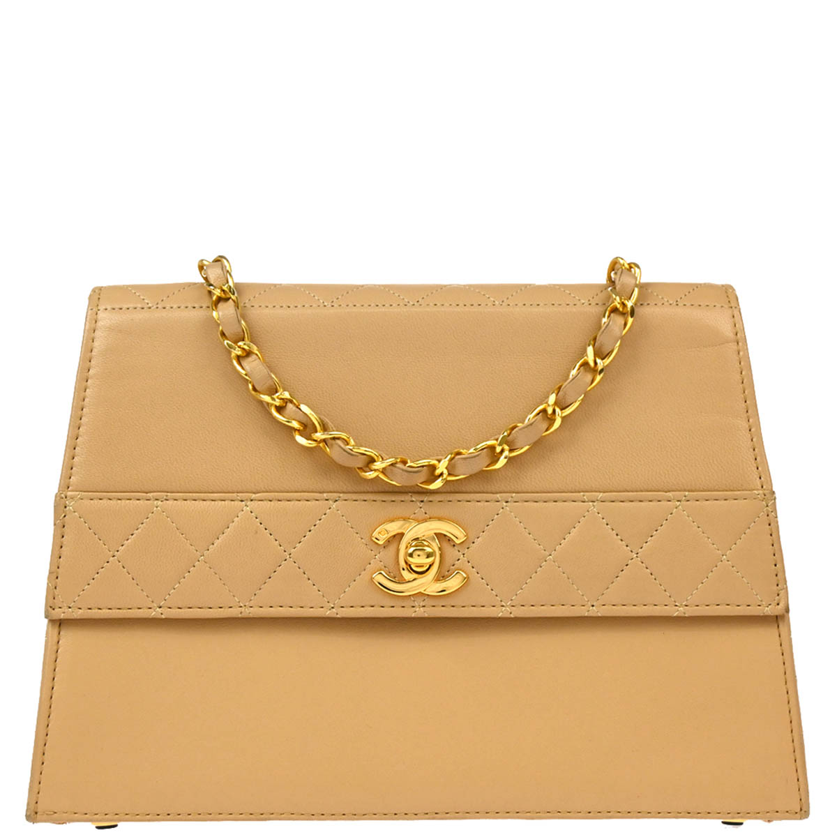 Chanel 1989-1991 Beige Lambskin Shoulder Bag