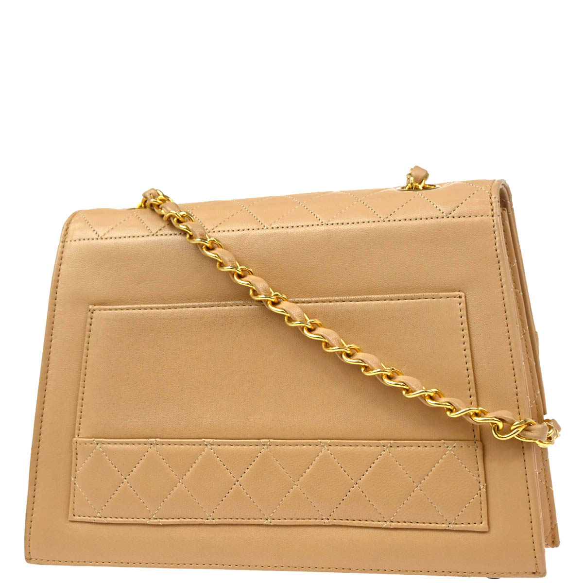 Chanel 1989-1991 Beige Lambskin Shoulder Bag