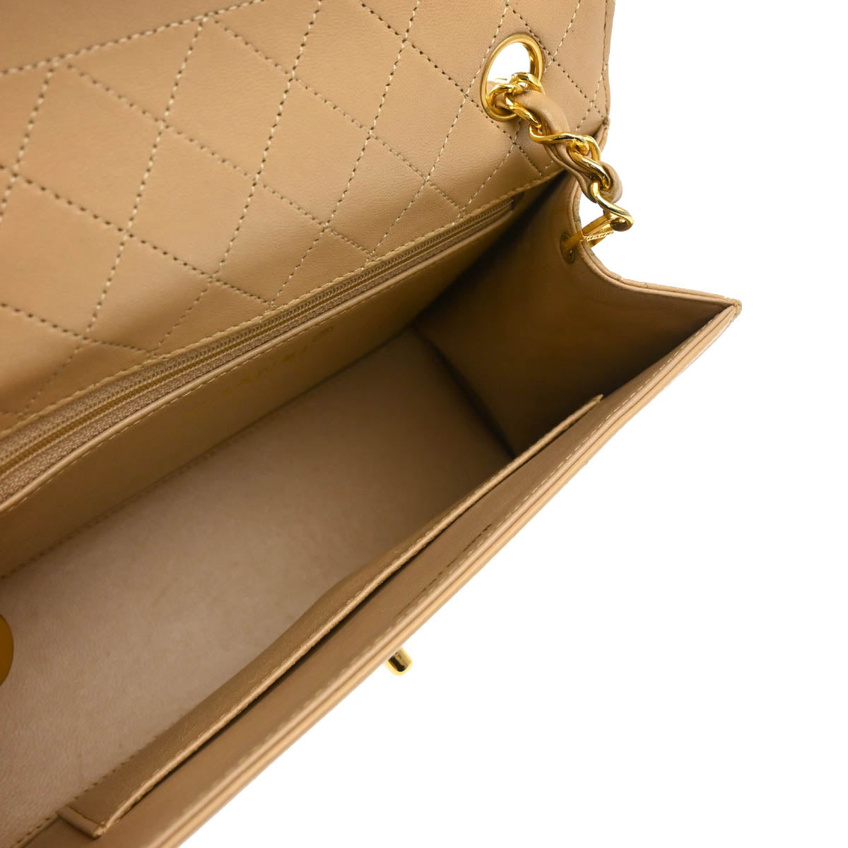 Chanel 1989-1991 Beige Lambskin Shoulder Bag