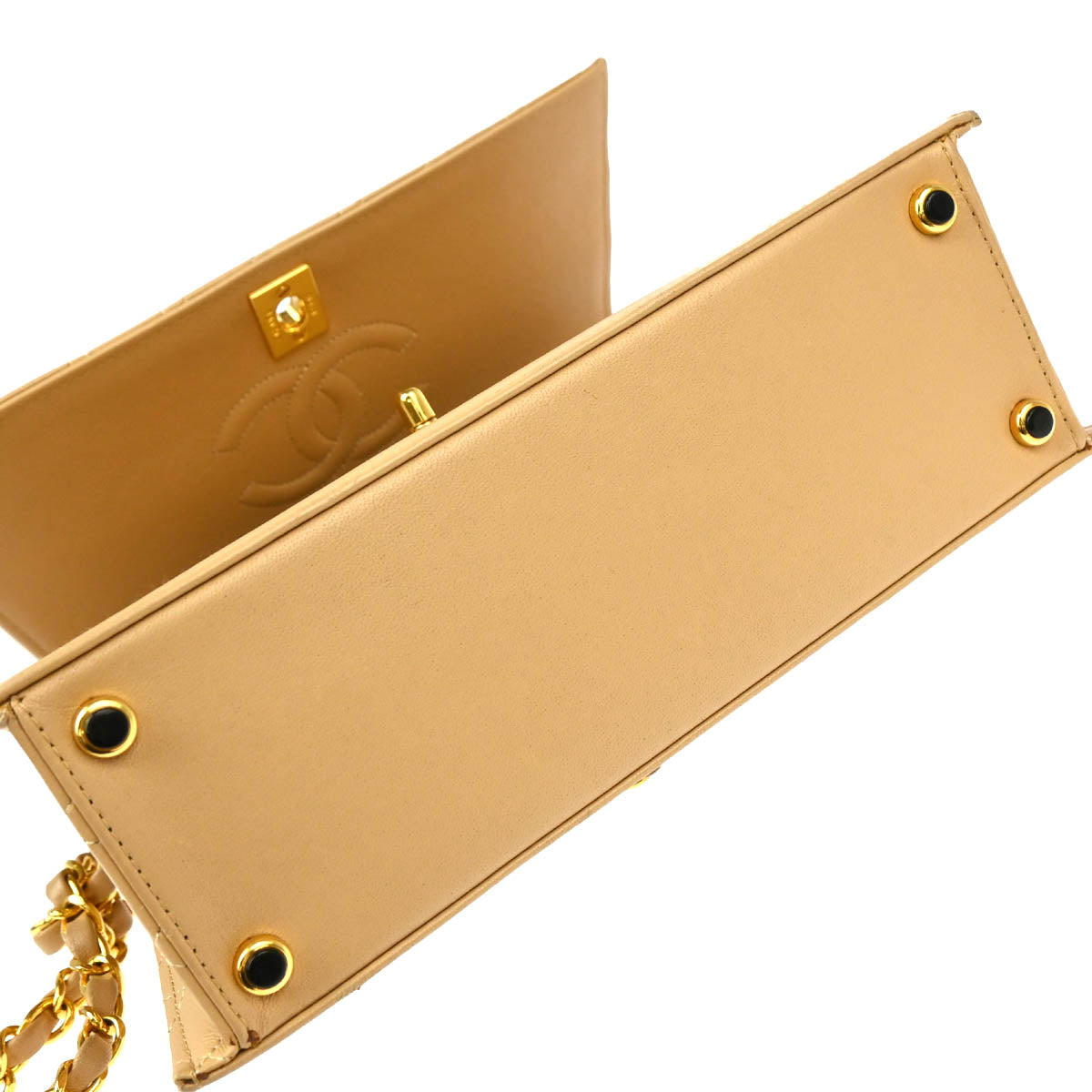 Chanel 1989-1991 Beige Lambskin Shoulder Bag