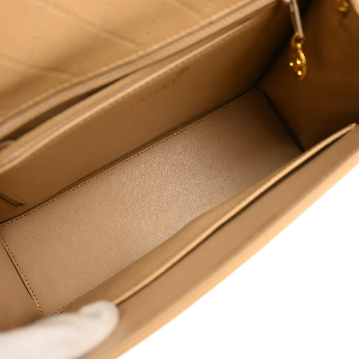Chanel 1989-1991 Beige Lambskin Shoulder Bag
