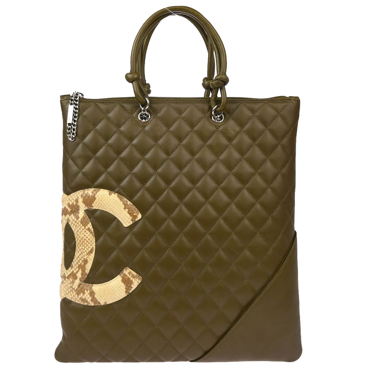 Chanel * 2004-2005 Khaki Calfskin Cambon Ligne Tote Handbag