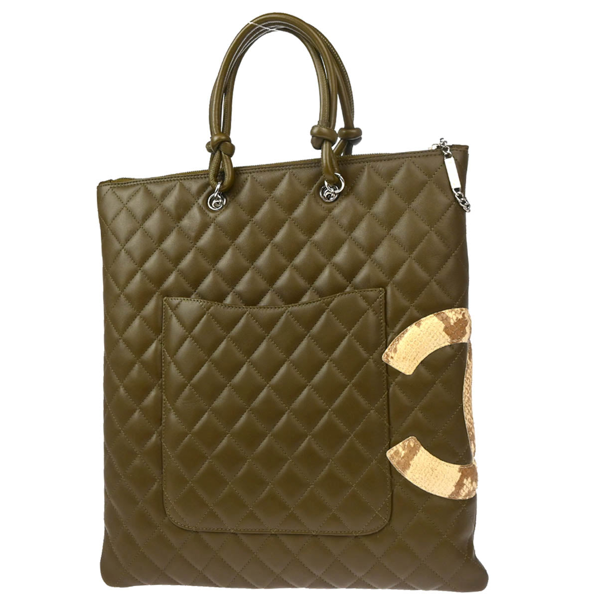 Chanel * 2004-2005 Khaki Calfskin Cambon Ligne Tote Handbag