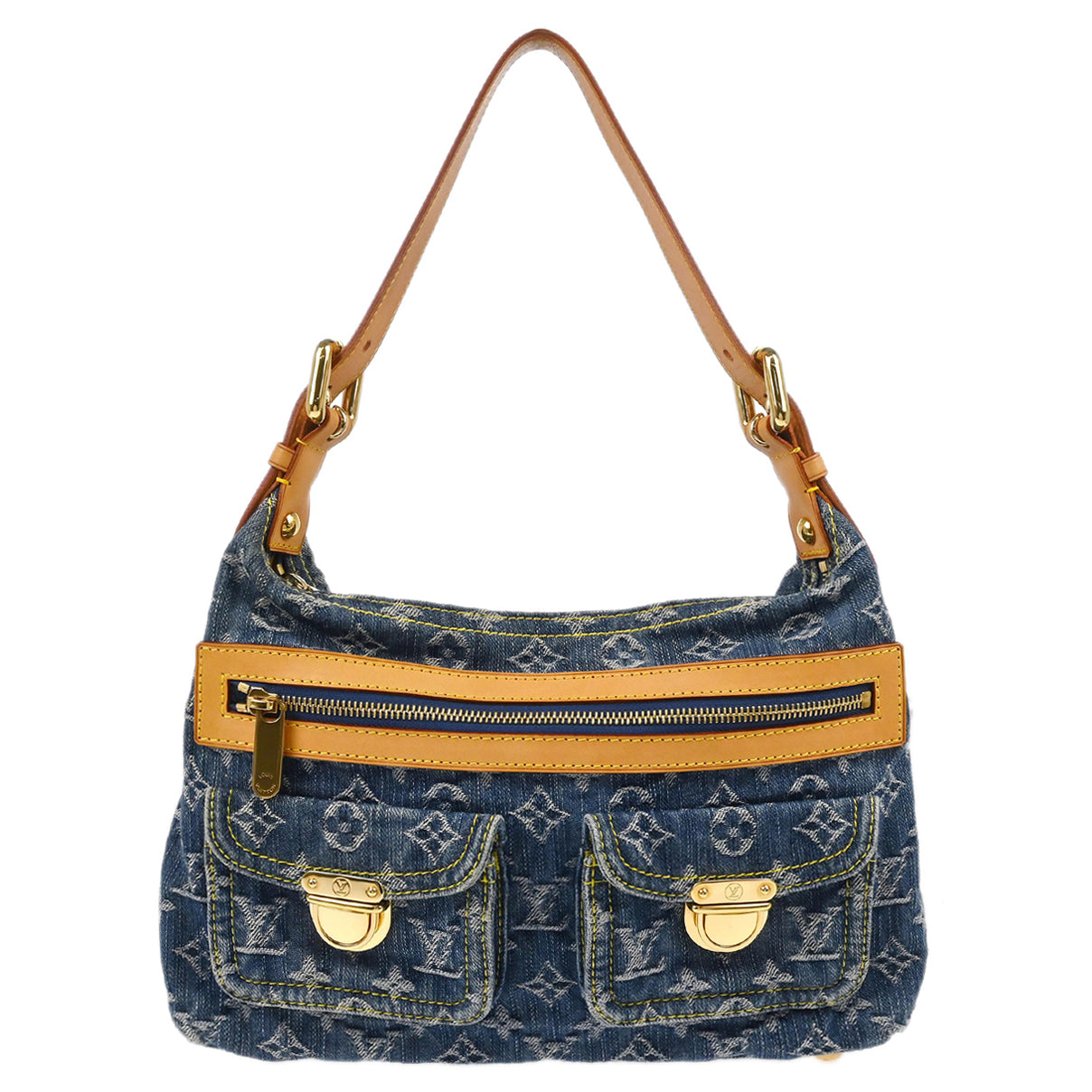 Louis Vuitton 2006 Blue Monogram Denim Baggy PM Shoulder Bag M95049