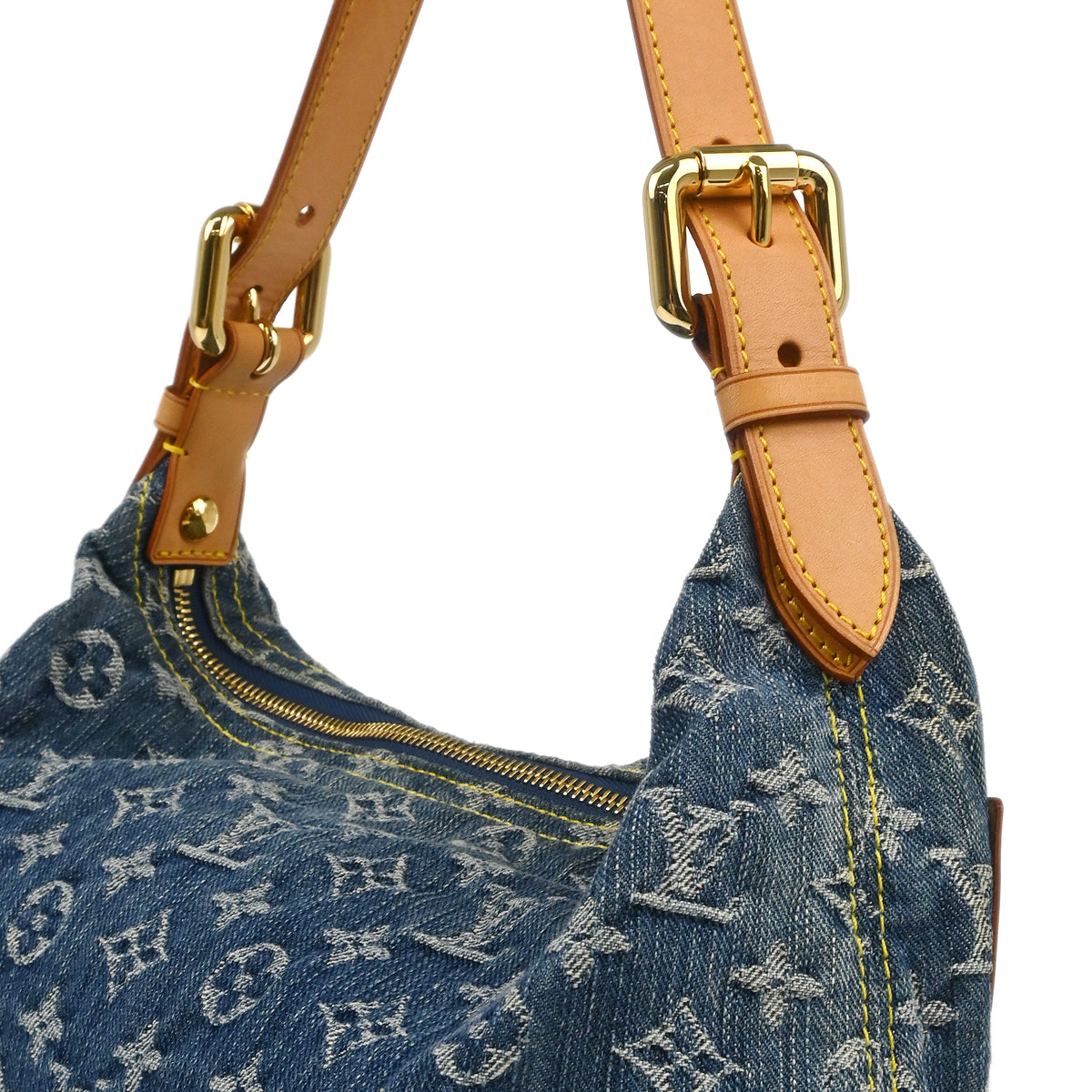 Louis Vuitton 2006 Blue Monogram Denim Baggy PM Shoulder Bag M95049