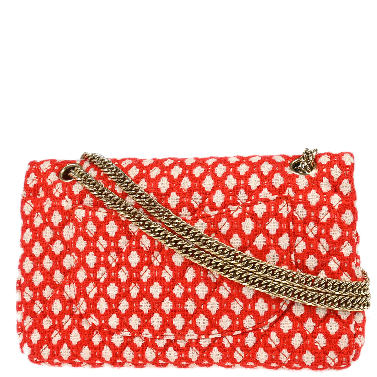 Chanel 2008-2009 Red Cotton Medium Classic Double Flap Shoulder Bag