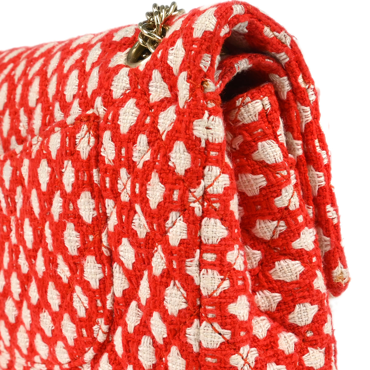 Chanel 2008-2009 Red Cotton Medium Classic Double Flap Shoulder Bag
