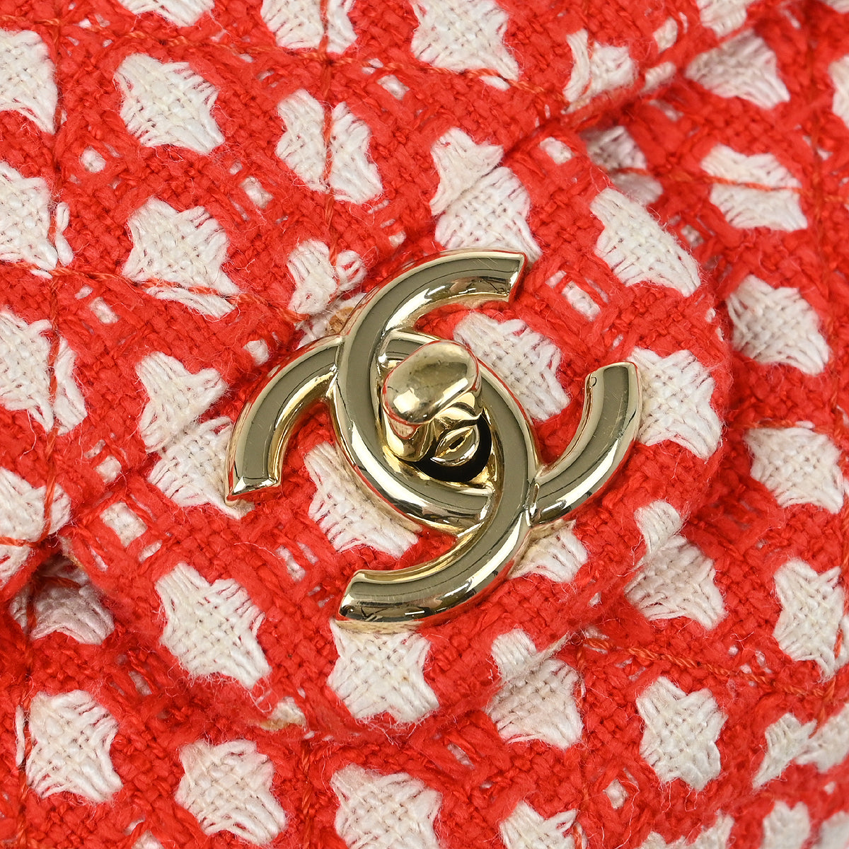 Chanel 2008-2009 Red Cotton Medium Classic Double Flap Shoulder Bag
