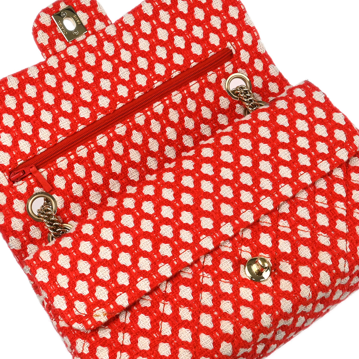 Chanel 2008-2009 Red Cotton Medium Classic Double Flap Shoulder Bag