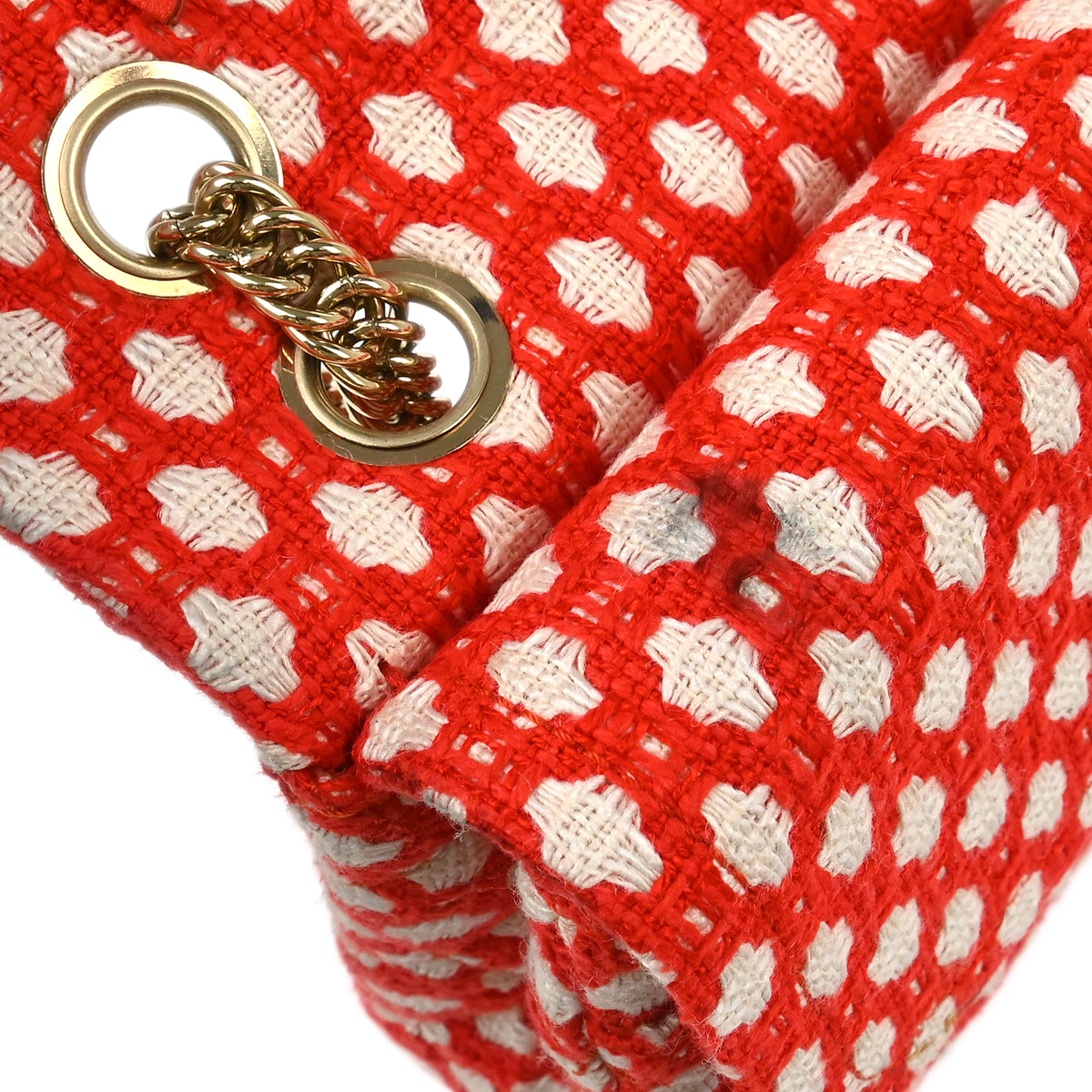 Chanel 2008-2009 Red Cotton Medium Classic Double Flap Shoulder Bag