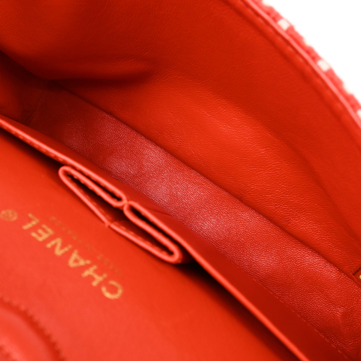 Chanel 2008-2009 Red Cotton Medium Classic Double Flap Shoulder Bag