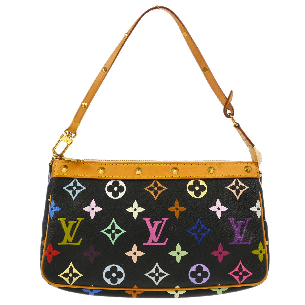 Louis Vuitton 2003 Black Multicolor Pochette Accessoires Handbag M92648