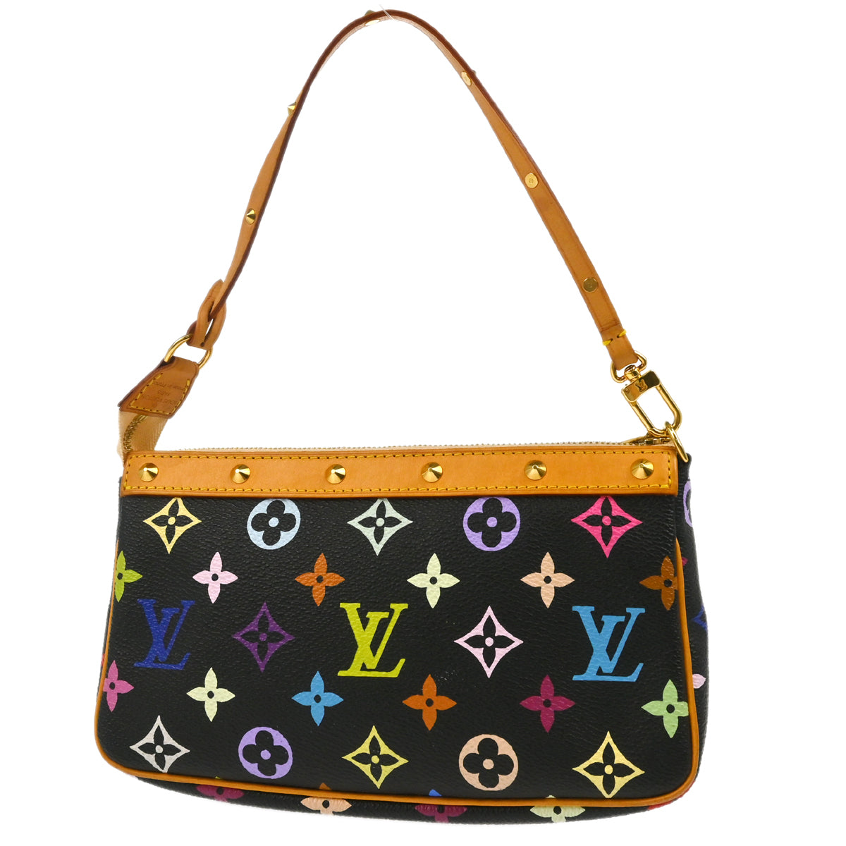 Louis Vuitton 2003 Black Multicolor Pochette Accessoires Handbag M92648