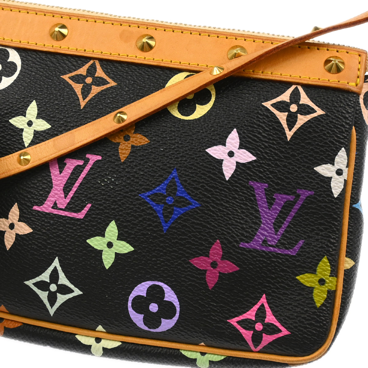Louis Vuitton 2003 Black Multicolor Pochette Accessoires Handbag M92648