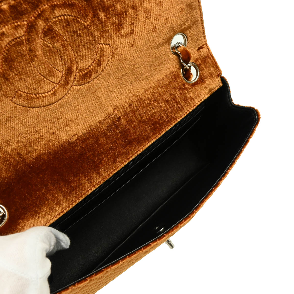 Chanel 1996-1997 Brown Velvet Single Flap Shoulder Bag