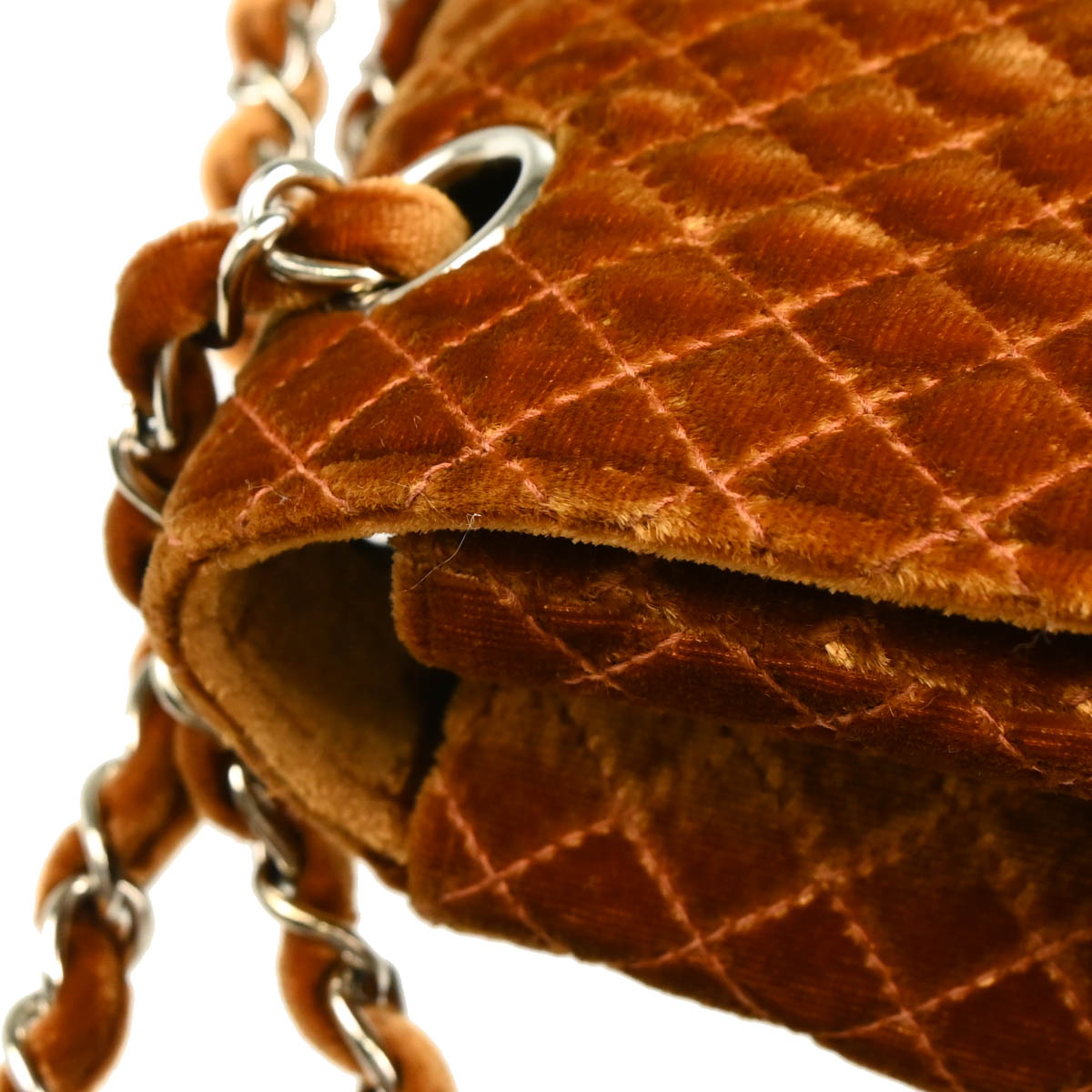 Chanel 1996-1997 Brown Velvet Single Flap Shoulder Bag