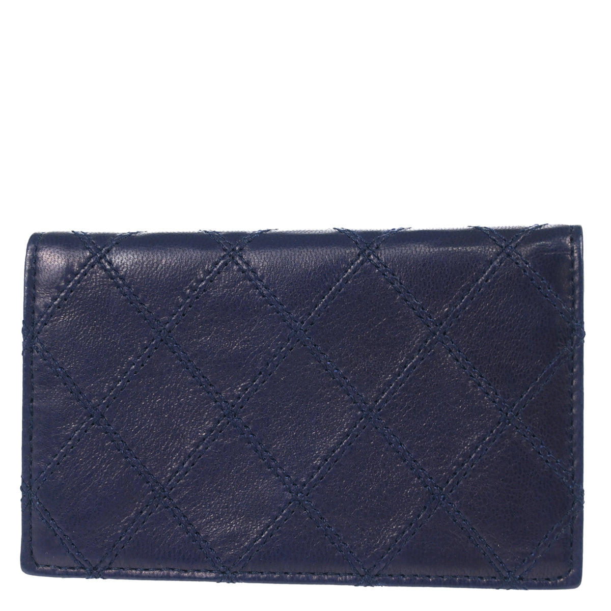 Chanel 1986-1988 Navy Lambskin Bicolore Bifold Wallet