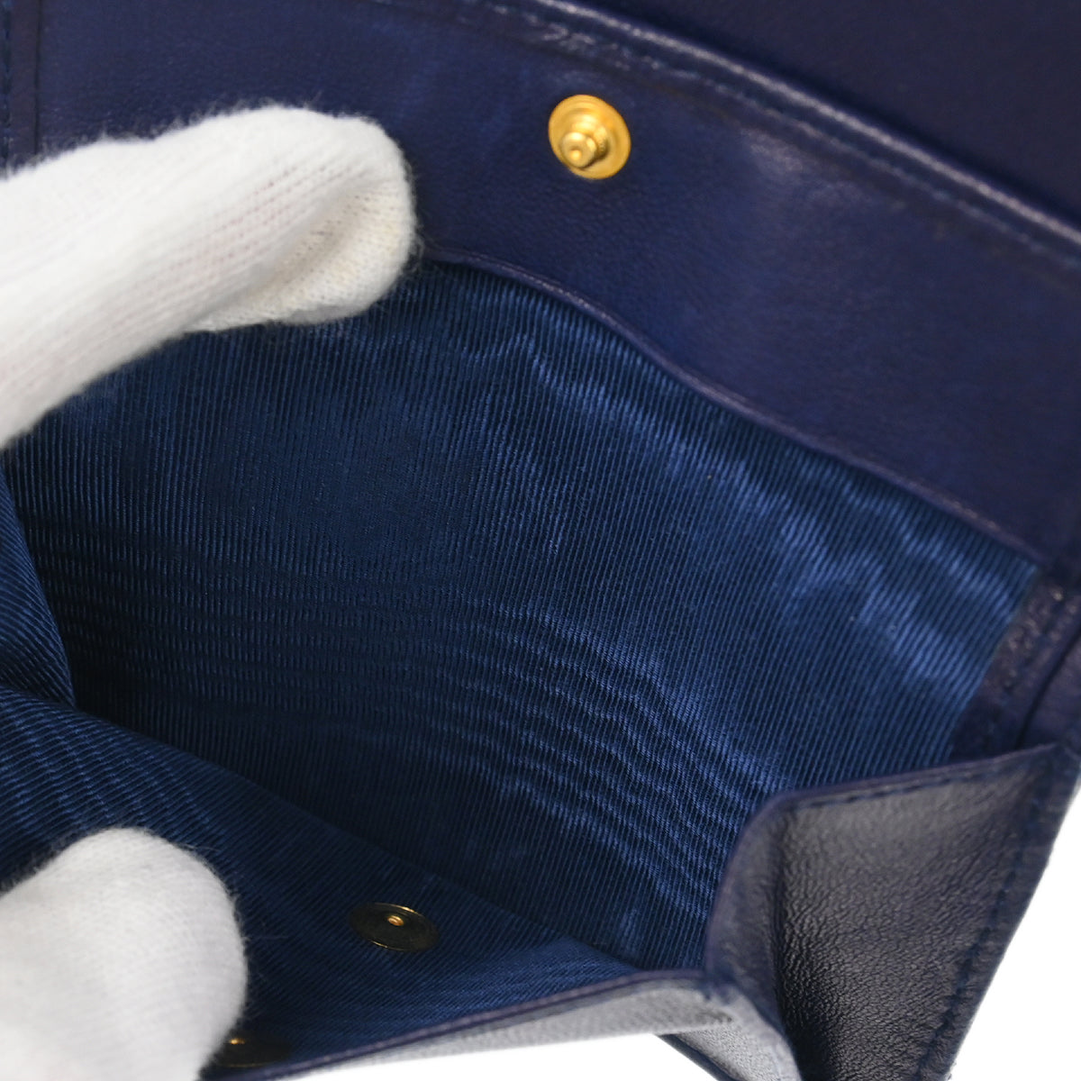 Chanel 1986-1988 Navy Lambskin Bicolore Bifold Wallet