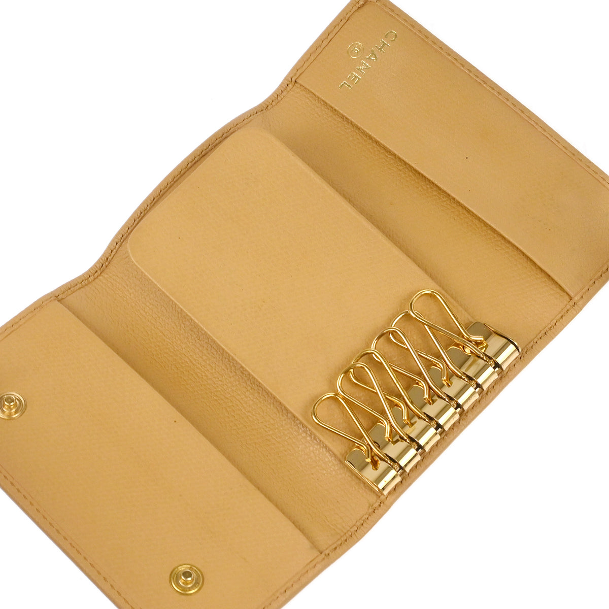 Chanel 2005-2006 Beige Calfskin Six Hook Key Case Small Good