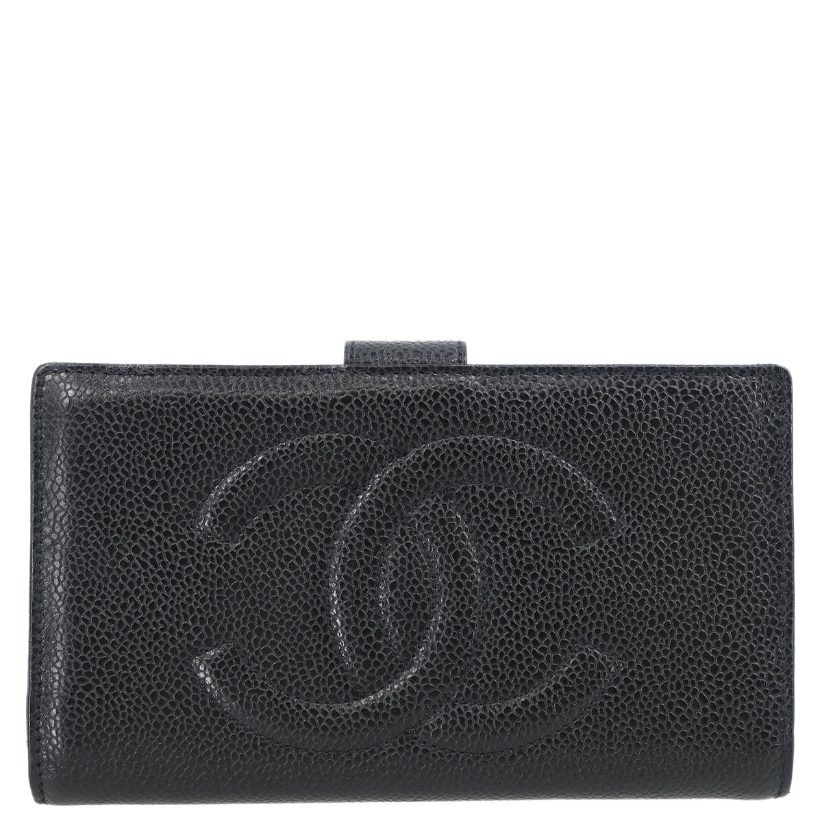 Chanel 1991-1994 Black Caviar Long Bifold Wallet