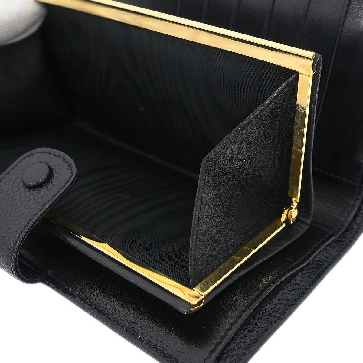 Chanel 1991-1994 Black Caviar Long Bifold Wallet