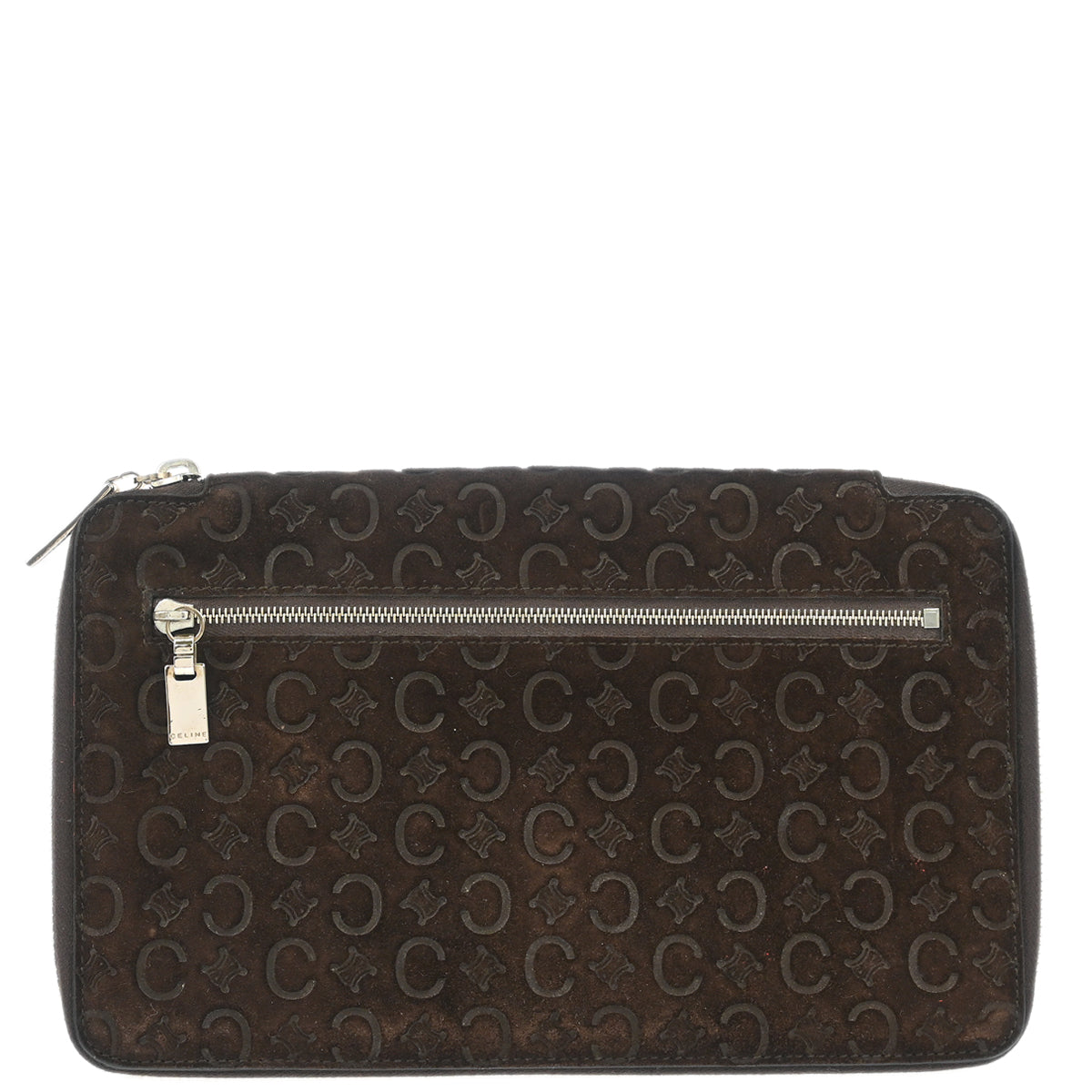 Celine Brown Suede Macadam Pouch Wallet