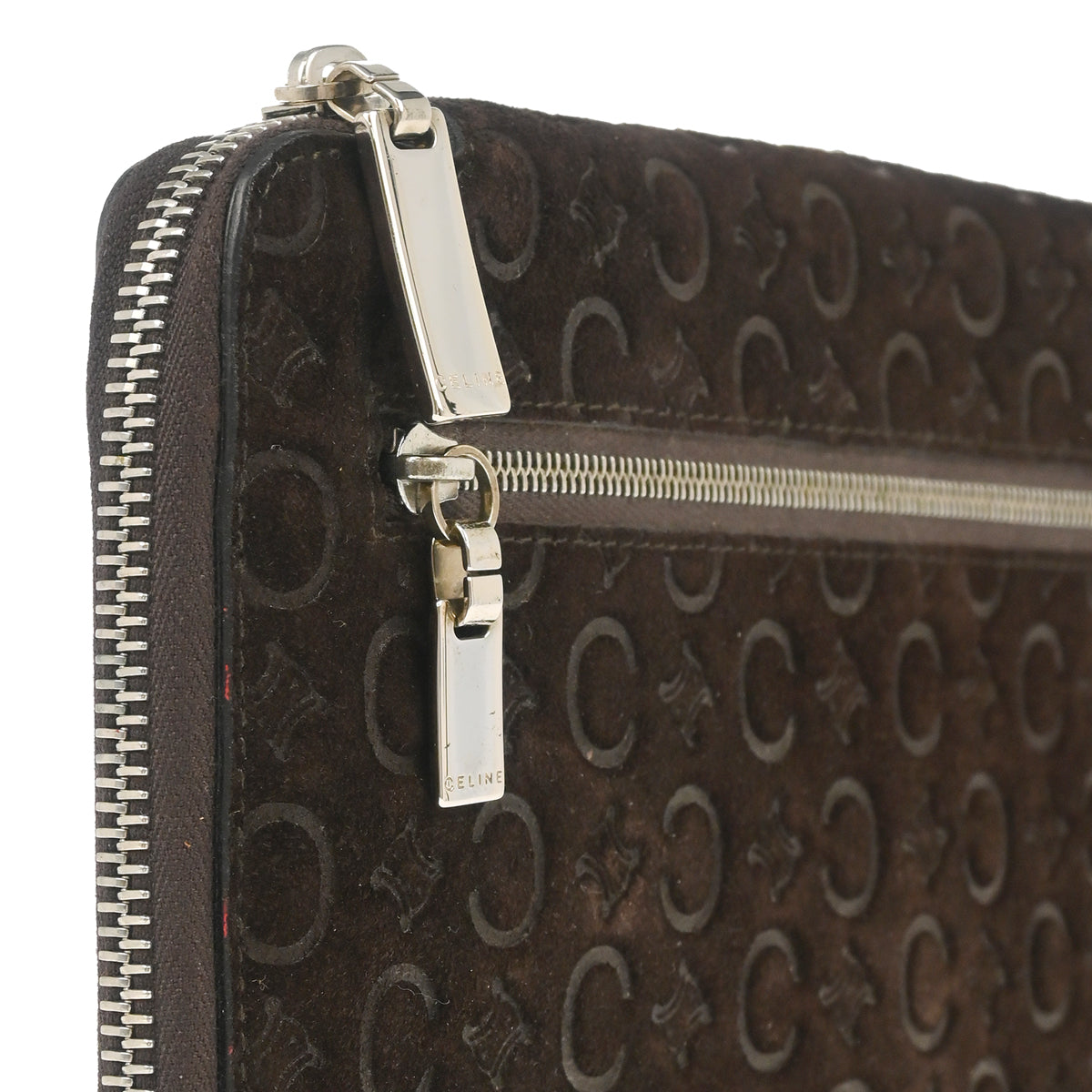 Celine Brown Suede Macadam Pouch Wallet