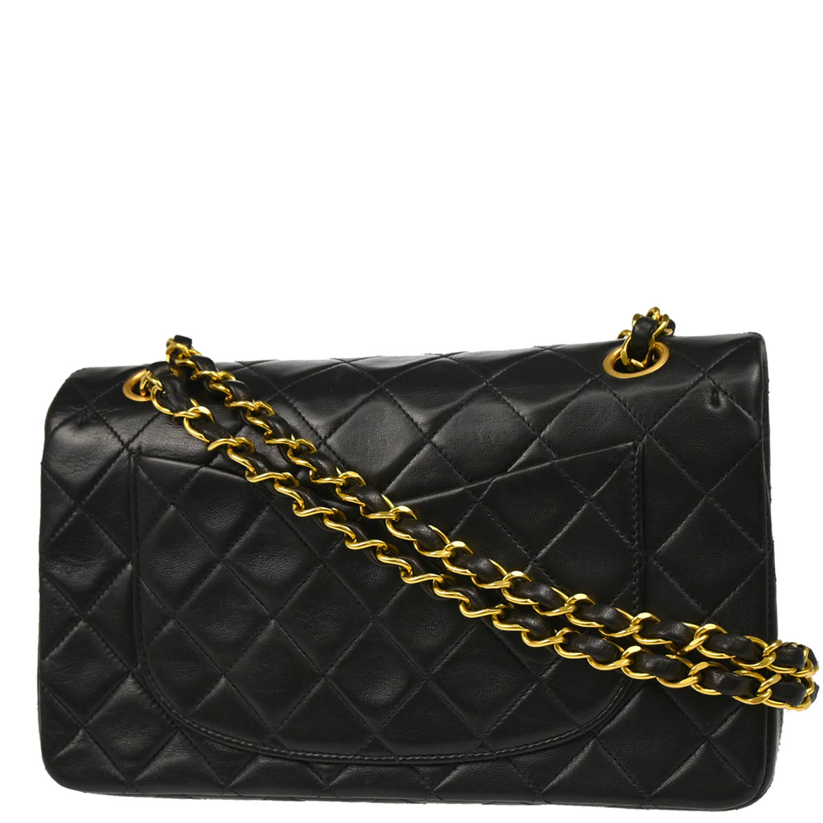 Chanel 1994-1996 Black Lambskin Small Classic Double Flap Shoulder Bag