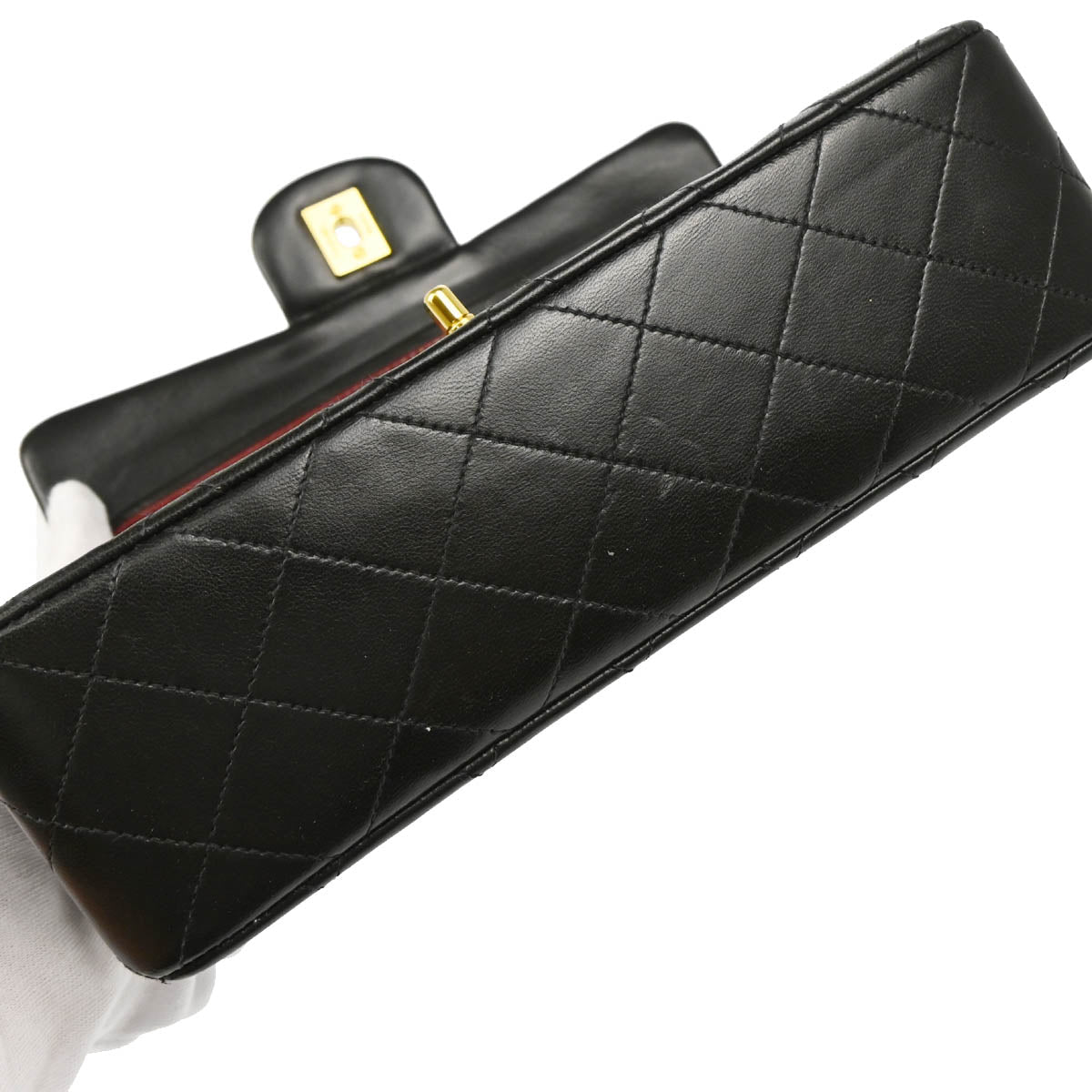 Chanel 1994-1996 Black Lambskin Small Classic Double Flap Shoulder Bag