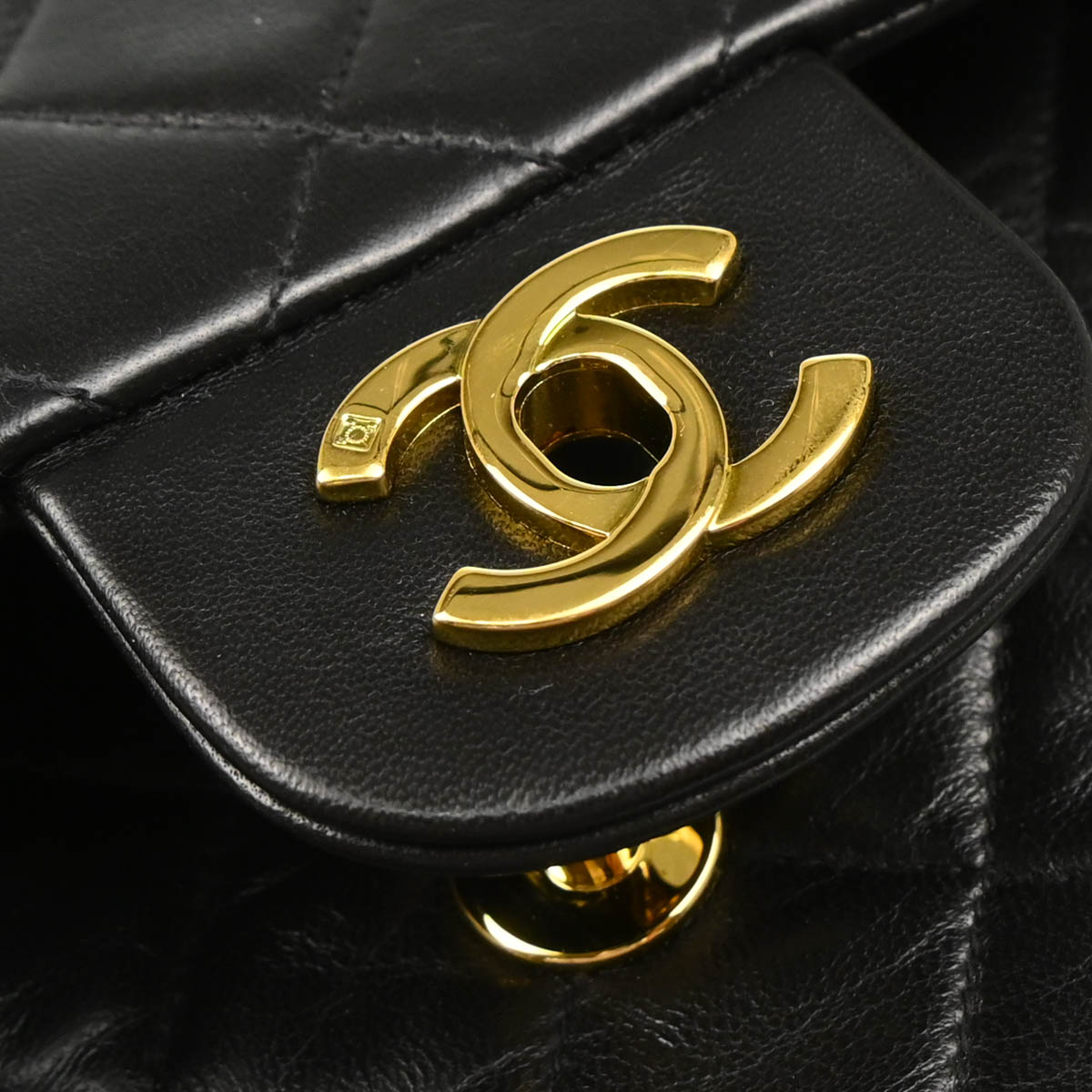 Chanel 1994-1996 Black Lambskin Small Classic Double Flap Shoulder Bag