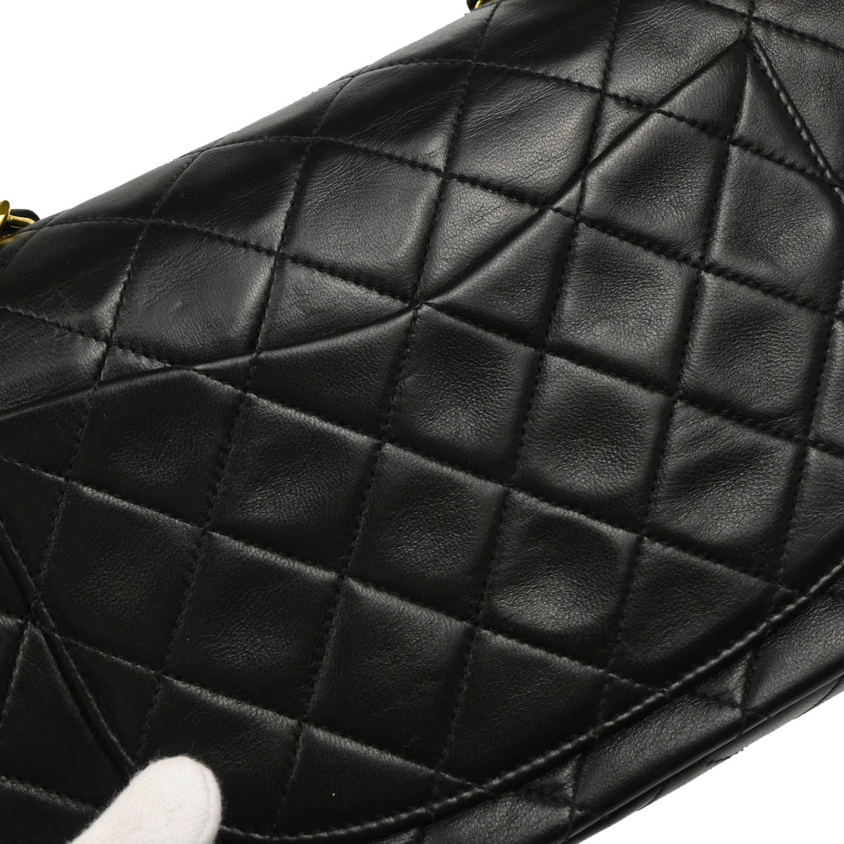 Chanel 1994-1996 Black Lambskin Small Classic Double Flap Shoulder Bag