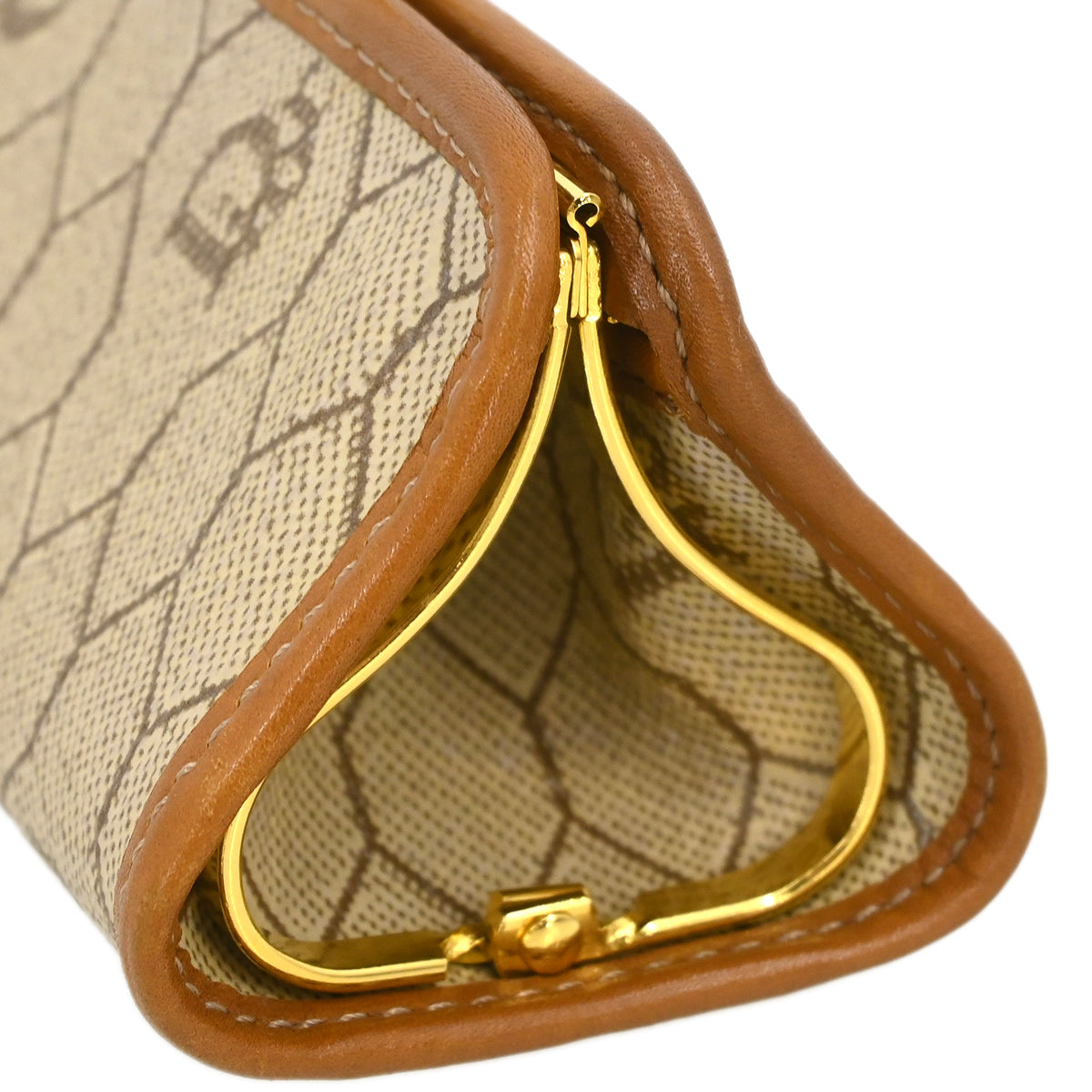 Christian Dior Beige Honeycomb Coin Case Wallet
