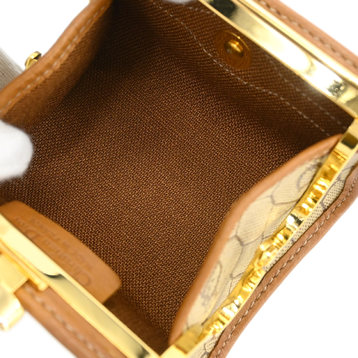 Christian Dior Beige Honeycomb Coin Case Wallet