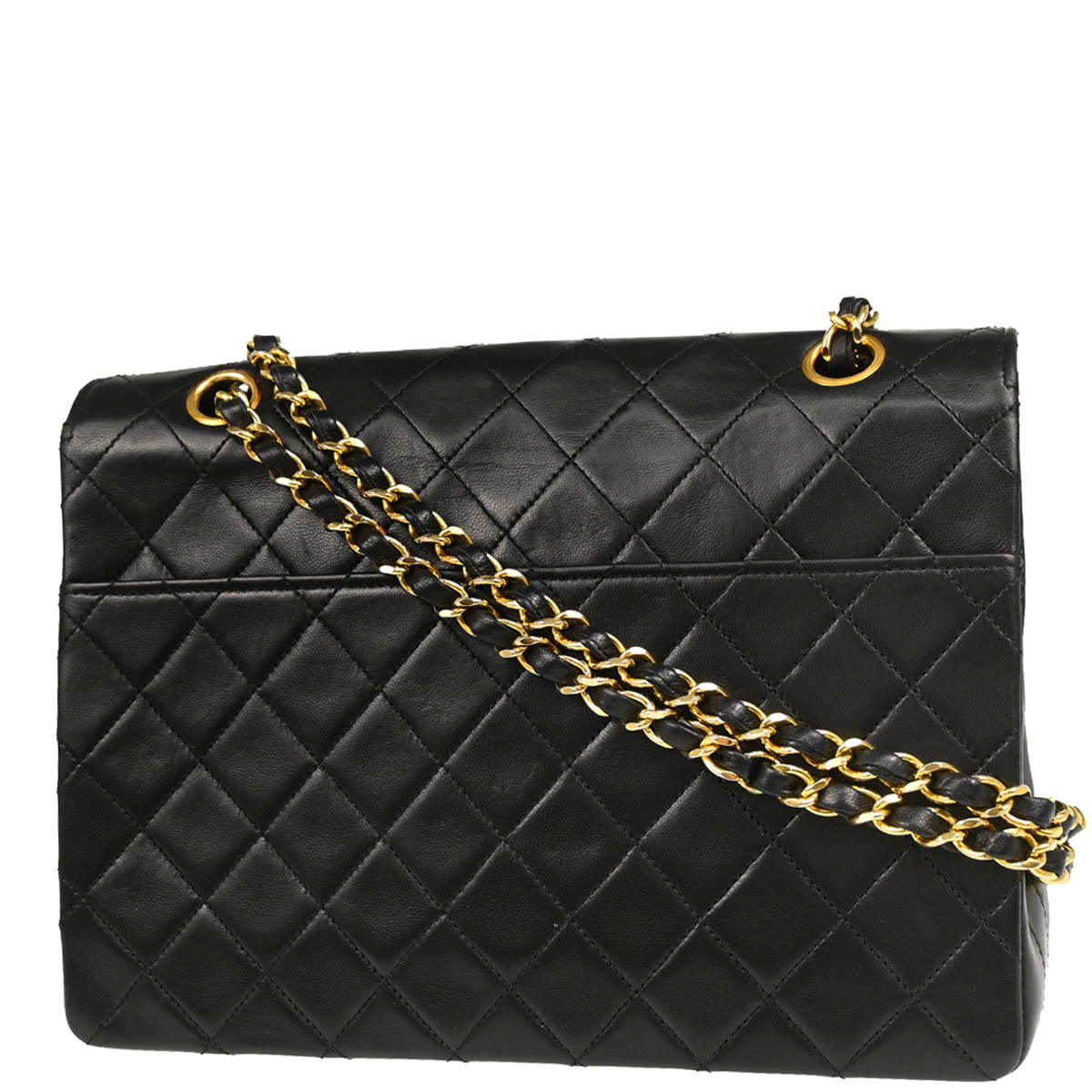Chanel 1986-1988 Black Lambskin Single Flap Shoulder Bag