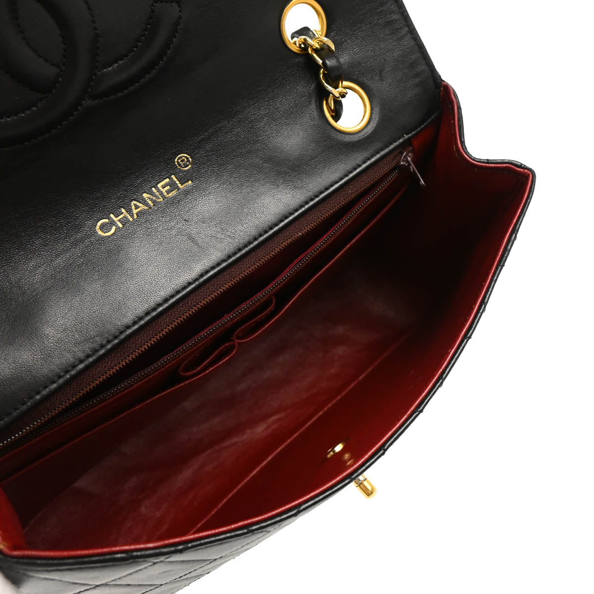 Chanel 1986-1988 Black Lambskin Single Flap Shoulder Bag
