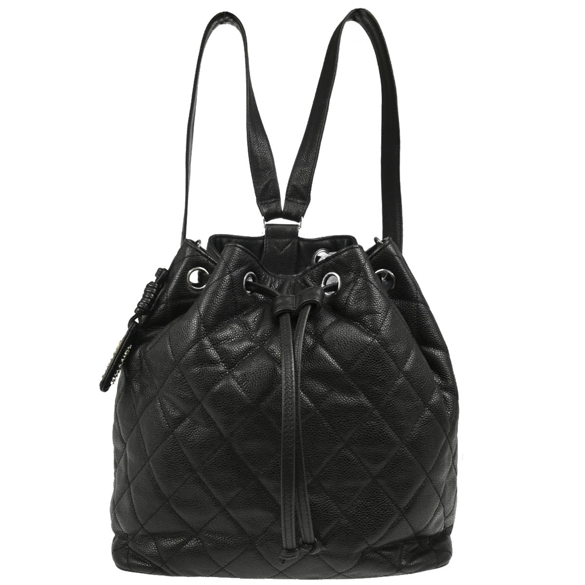 Chanel 1996-1997 Black Caviar Drawstring Backpack