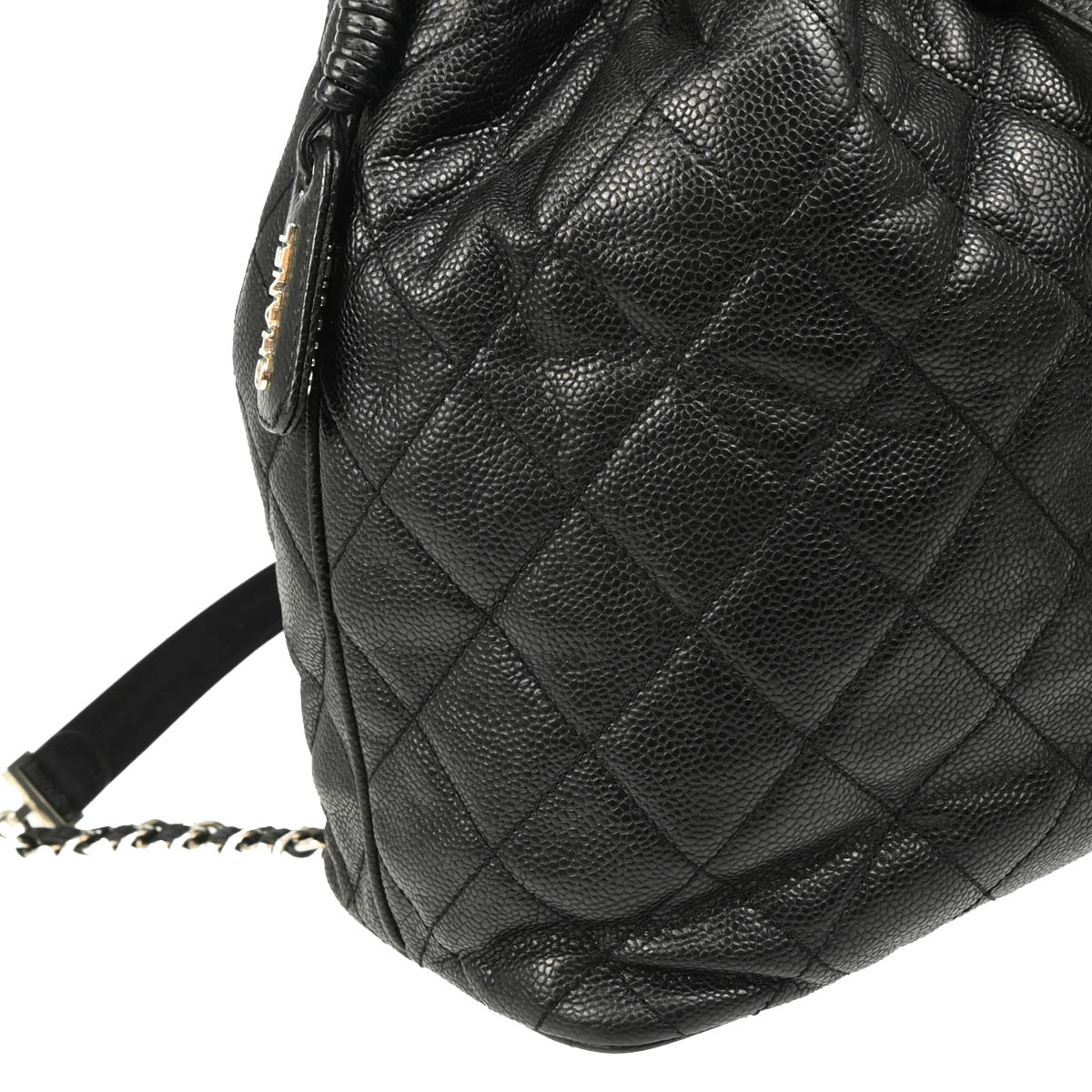 Chanel 1996-1997 Black Caviar Drawstring Backpack
